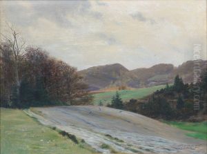 Hilly landscape at Svejbaek. by Johan Peter Wildenrath