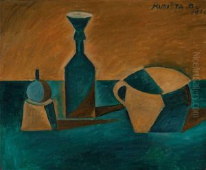 Still life with funnel by Bohumil Kubista