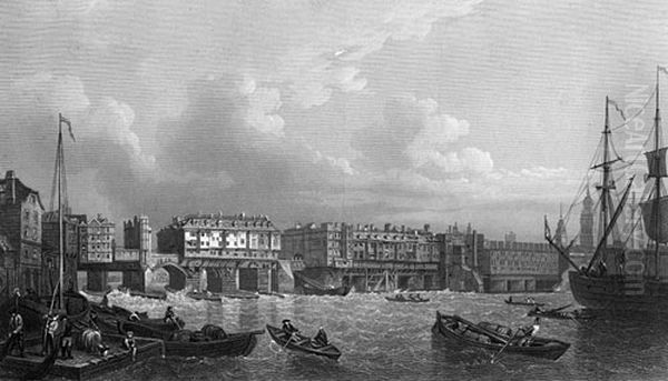 London Bridge in 1745 - view 1