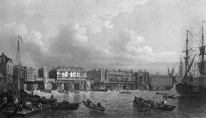 London Bridge in 1745 by unknown