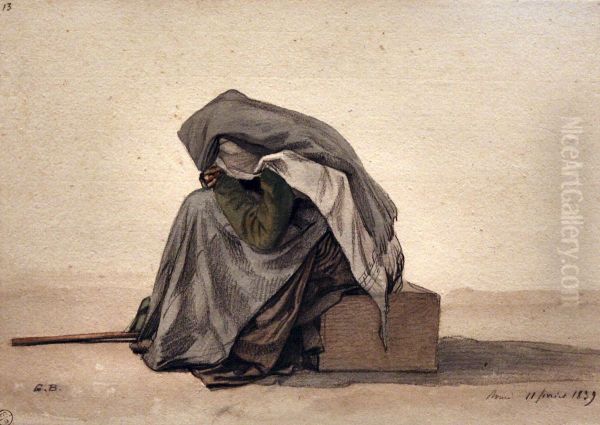 Old woman sitting - view 1
