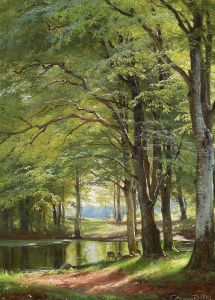 A stream running through a forest. by Carl Frederik Aagaard