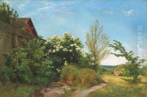 A summer day with elder in bloom. by Carl Frederik Aagaard