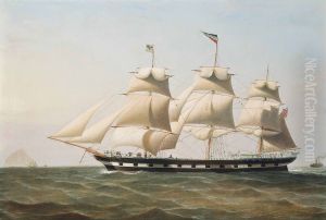 The full-rigged ship ,Daniel Rankin' under reduced sail off Ailsa Craig The full-rigged ship ,Daniel Rankin' under reduced sail off Ailsa Craig