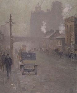 Oxford Road, Manchester in 1910. by Pierre Adolphe Valette
