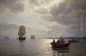 The Approach to Christiania calm by Hans Gude
