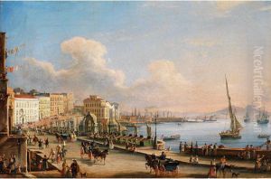 Napoli Da Mergelina (ansicht Des Hafens Von Napoli) by Salvatore Candido