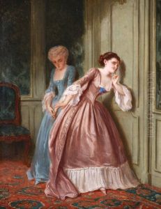 Listening at the door by Petrus Theodorus Van Wijngaerdt