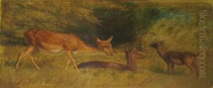 Deer in a glade. by P. C. Skovgaard
