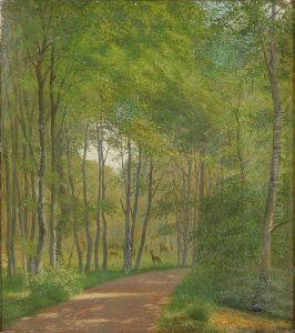 A summer day in Dyrehaven with deer. by Vilhelm Pacht