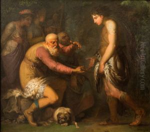 Fingal giver Oscar sin vaben. by Nicolai Abildgaard