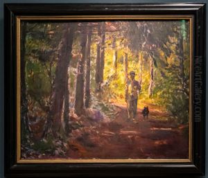 Mann auf dem Waldweg Mann auf dem Waldweg