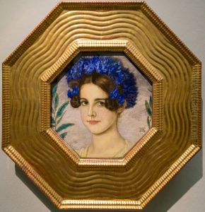 Die Tochter des Kunstlers mit Kornblumen im Haar by Franz Stuck
