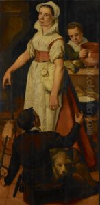 The kitchen maid and her helpers by Huybrecht Beuckeleer