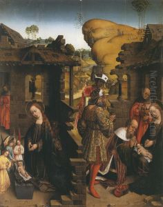 De geboorte en de aanbidding van de Wijzen by Master of Affligem