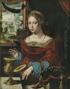 De H. Maria Magdalena met zalfpot en bloemen