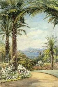 Palms Above The Mediterranean Coast by Du Ella Cane