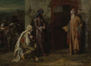 The Levite of Ephraim and the old man of Gibeah by Emile Charles Wauters