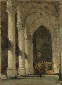 De Grote of St. Jacobskerk te 's-Gravenhage by Johannes Bosboom