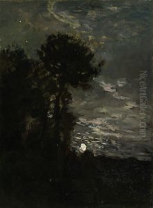 Maanlicht by Charles-Francois Daubigny