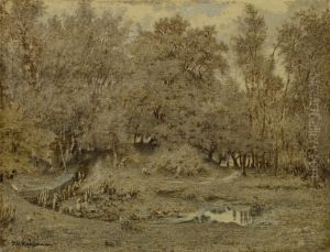 Stream in the forest of Fontainebleau by Theodore Rousseau