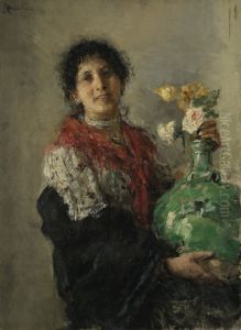 Woman with a green vase Woman with a green vase