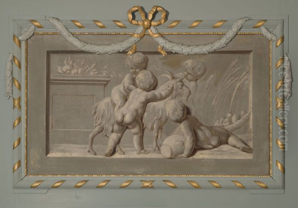 Allegorische voorstelling met vier putti en een bokje - view 1