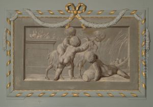 Allegorische voorstelling met vier putti en een bokje by Geldersch Landschap en Kasteelen
