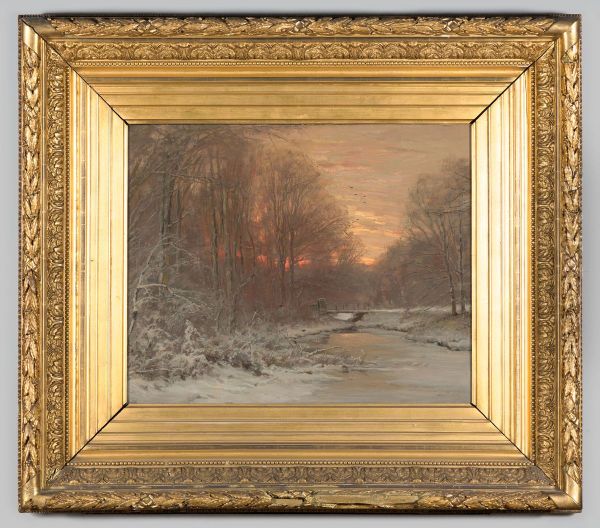 Winterbosgezicht met ondergaande zon - view 1