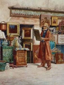 An Antiquedealer Standing Outside His Shop