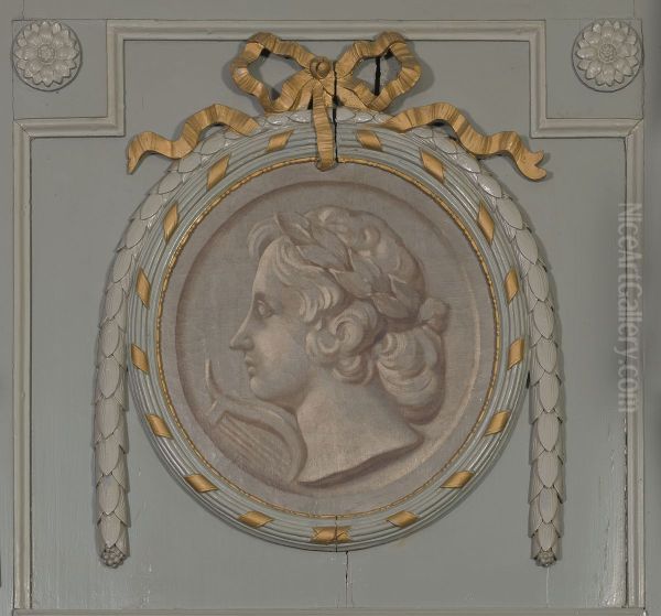 Medaillonvormige grisaille van Apollo - view 1
