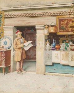 Anantique Dealer Standing Outside His Shop
