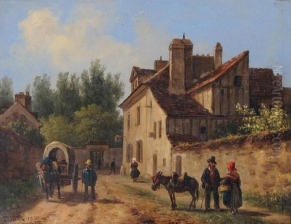 Strade Paesane Con Figure E Carretto - view 1