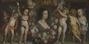 Portrait of a woman, possibly Anna van Renesse (....-....) by Theodoor van Thulden