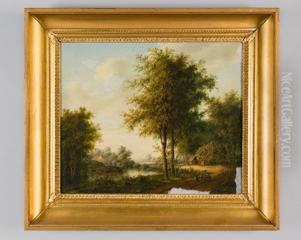 Rivierlandschap met boerderij - view 1