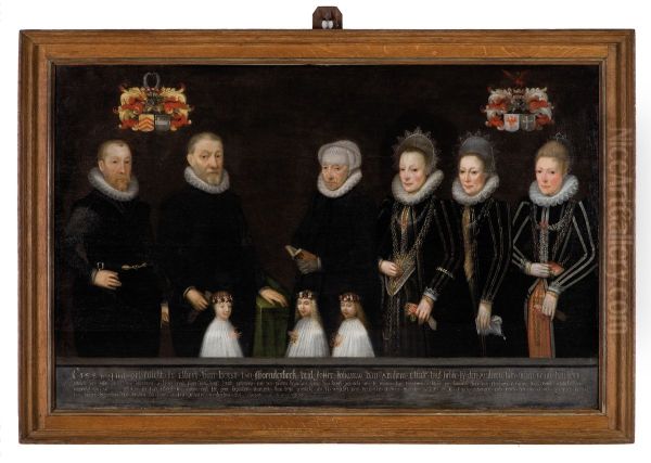 Group portrait of Elbert van Rechteren genaamd Voorst tot Schoonderbeek (1533-1611), Johanna van Arnhem (1533-1613) and their children - view 1
