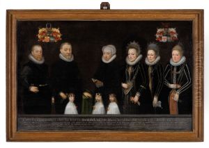 Group portrait of Elbert van Rechteren genaamd Voorst tot Schoonderbeek (1533-1611), Johanna van Arnhem (1533-1613) and their children by Geldersch Landschap en Kasteelen