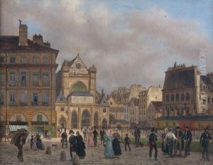 La Place Du Louvre Avec Saint-germain L'auxerrois by Guiseppe Canella