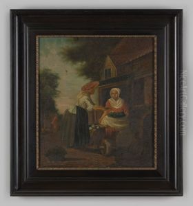 Marktscene met een groentenverkoopster by Geldersch Landschap en Kasteelen