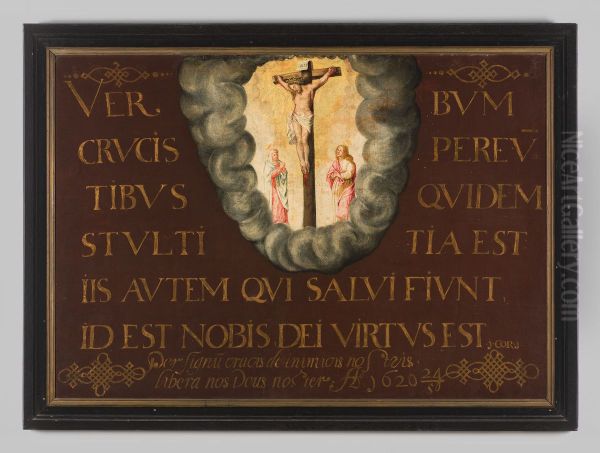 Memorietafel met Christus aan het kruis - view 1