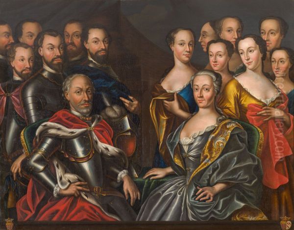 Group portrait of Johan van Isendoorn a Blois (....-1558), Margriet van Rossem (....-1558) and family members - view 1