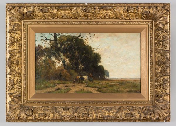 Landschap met boerin en koeien - view 1