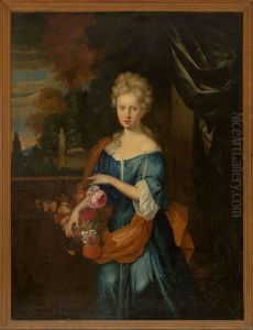 Portret van een jonge vrouw by Geldersch Landschap en Kasteelen