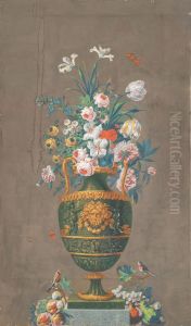 Schoorsteenstuk van een vaas gevuld met bloemen by Geldersch Landschap en Kasteelen