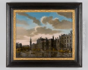 Gezicht op de Binnen-Amstel met Munttoren te Amsterdam by Jonas Zeuner