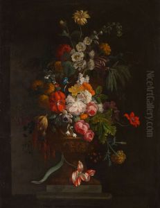 Bovendeurstuk met een bloemstilleven