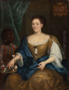 Portrait of Anna Margaretha Josepha van Renesse (1703-1775), with a servant by Geldersch Landschap en Kasteelen