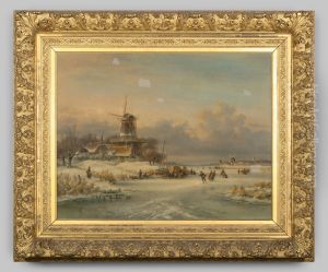 Winterlandschap met schaatsenrijders