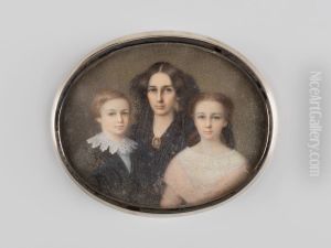Miniatuurportret van Henrica Paulina barones van der Heim met twee van haar kinderen Miniatuurportret van Henrica Paulina barones van der Heim met twee van haar kinderen
