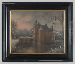 Gezicht op kasteel Cannenburch in de sneeuw Gezicht op kasteel Cannenburch in de sneeuw